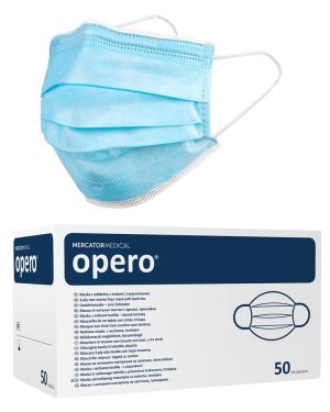 Opero® włókninowe maseczki jednorazowe niebieskie 50 szt.