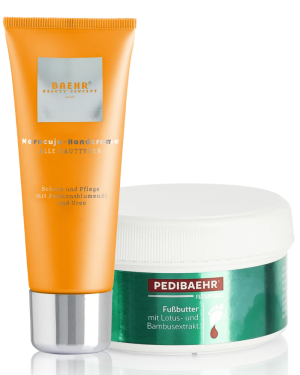 Peeling z lotosem i ekstraktem z bambusa 125 ml + Nawilżający krem do rąk z marakują 75 ml Baehr